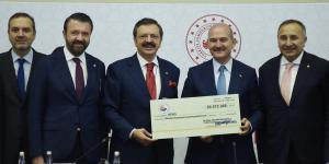 TOBB'DAN AFAD'A DOĞAL AFETLER İÇİN 50,5 MİLYON LİRA YARDIM